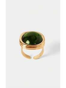 Noxbound 18k Green Resin Niche Personalized Ring - Gold-Green Square Ring - View 4