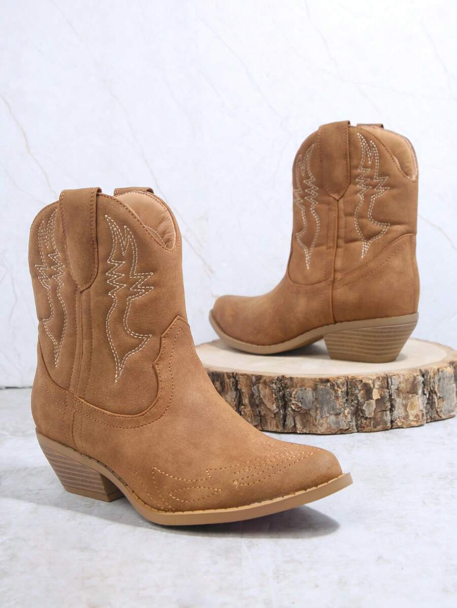 SHUZIA Minimalist Western Boots, Cowboy Boots For Women Summer Shoes Spring Shoes Spring Break Easter Mother's Day Present - Brown - View 1