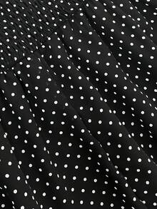 Sweetra Plus Size Polka Dot V-Neck Cute Cinched Waist Flattering Chiffon Blouse Top Fall - Black - View 5