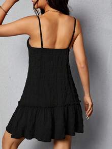 SHEIN PETITE Abito canotta senza maniche di colore unito per donne, taglie piccole - nero - Visualizzare 2