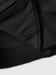 Sweetness Black Sweet Waist-Cinching Bowknot Decor Women's Sweatshirt - Black - View 6
