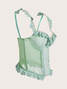 CovetEZ Women's Contrast Color Pleated Fitted Versatile Elegant Cute Romantic Daily Birthday Brunch Going Out Outing Top Light Green Summer - Green - View 6