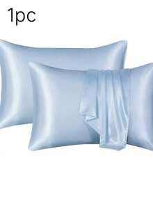 1pc Ice Silk Satin Pillowcase – Soft Breathable Cool Touch Envelope Closure Pillow Cover, Machine Washable, Gift - Multicolor - View 12