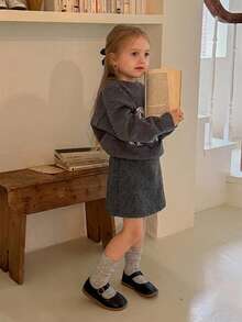 Dazy Kids Young Girl Autumn/Winter Casual Versatile Skirt - Dark Grey - View 6