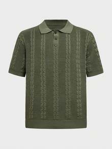 Manfinity Homme Men's Solid Color Casual Versatile Daily Wear Knit Top - Army Green - View 6