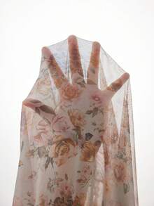 Moireta Women's Floral Mesh Print Lace Patchwork Nightgown Set - Multicolor - View 7