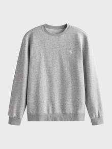 Lornavo Men's Slim Fit Minimalist Commuter Casual Long Sleeve Pullover Sweatshirt High Quality Store Style Business Office Grey Autumn - Light Grey - View 3