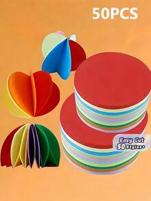50 Buah Kertas Bulat Buatan Tangan Berwarna-warni, dengan Warna Cerah dan Bersemangat, Sempurna untuk Melukis, Kerajinan DIY, Proyek Seni Kolase, dan Aktivitas Kreatif – Potongan Seni Ideal untuk Seniman - Kertas karton berwarna - View 2