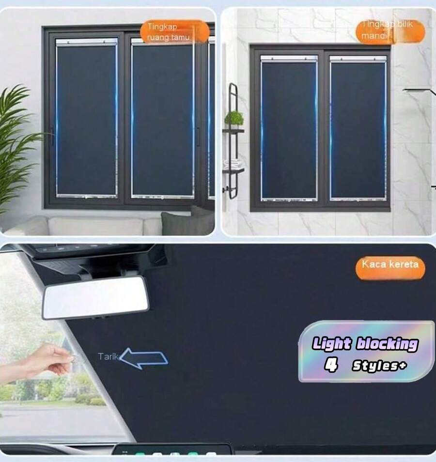 No Drilling Required Installation, Worry Free And Not Damaging The Wall: No Drilling, No Tools Needed, Fixed With Suction Cups/Adhesives, Suitable For Both Renting And Living, Strong Shading, Creating A Comfortable - 4pcs - View 1