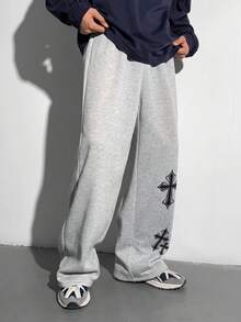 青少年男孩休閒運動風側邊印花星星圖案直筒寬鬆運動長褲 (1件) - 舒適百搭、高 CP 值，適合返校季、秋季穿搭與青少年男孩日常穿著 - 彩色 - 查看 11