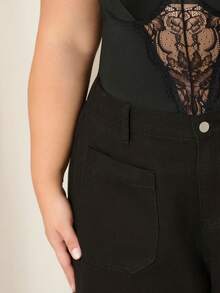 Lele Munniz Body de encaje negro sin mangas talla grande semitransparente lencería ropa de dormir verano - Negro - Ver 5