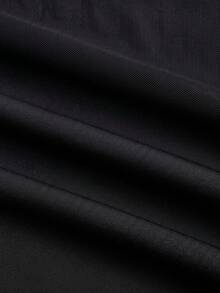 SHEIN BASICS 女款性感優雅網紗拼接長袖連身衣，適合日常穿著、夜晚外出、夜店、老錢風基礎款、返校季、萬聖節、夏季，黑色 - 黑色 - 查看 6