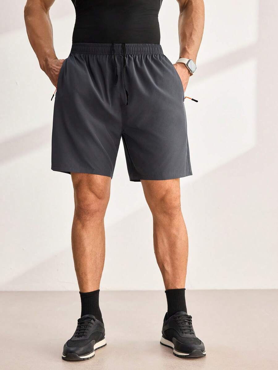 Driftmere 4pcs/Pack Boyfriend Style Men's Reflective Strip Internal Drawstring Knee-Length Shorts, Workout, Outdoor Sports, Assorted Colors