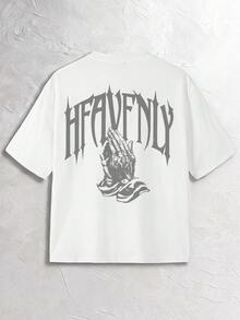 NORVETH Men's Casual Round Neck Short Sleeve T-Shirt With Back Letter Print - White - View 2