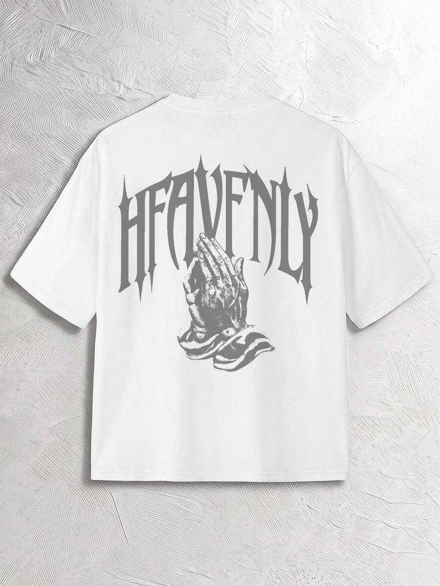 NORVETH Men's Casual Round Neck Short Sleeve T-Shirt With Back Letter Print - White - View 1