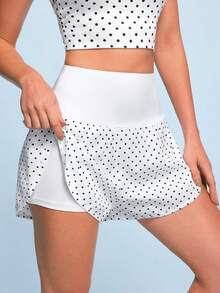 SHEIN Dewbera 女款高腰波點休閒百搭日常旅行運動短褲 - 彩色 - 查看 5