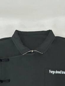 PAVTROS Men's Letter Print Casual Daily Long Sleeve Jacket - Grey - View 4