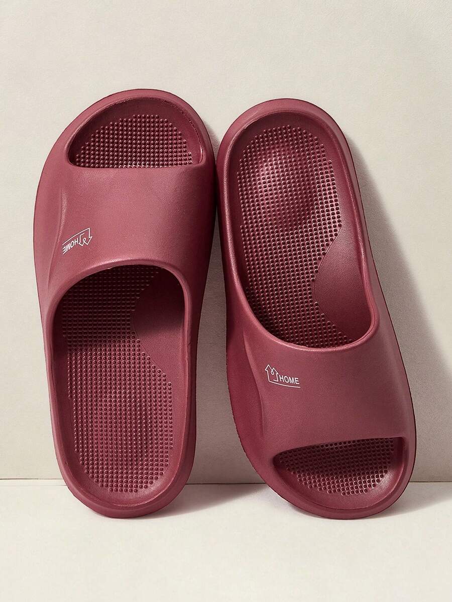 Cuccoo Ladies Plastic Slippers, Fashionable Solid Color Simple, Fit The Foot Shape Comfortable Slippers - Vintage red - View 1