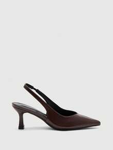 CUCCOO BIZCHIC Sepatu Wanita Cokelat, Model Ramping dengan Tali Tipis Berbentuk V di Bagian Belakang, Hak Sedang Lancip, dan Desain Mewah Ringan untuk Perjalanan Sehari-hari - Coklat - View 4