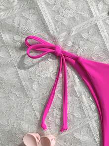 Elavelle Summer Beach Tie Side Bikini Thong - Hot Pink - View 6