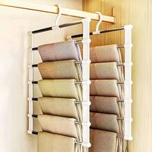 1pc Large Space Anti Slip Multi Layer Wardrobe Storage Rack Save Space Heavy Duty Rust Resistant Adjustable Retractable No Mark Black Magic Ladder Pants Hanger For Bedroom Closet Dormitory Household Daily Storage Organization Home Storage - Multicolor - View 3