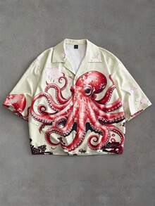 ROMWE MEN Men's Casual Octopus Print Vacation Shirt - Multicolor - View 1