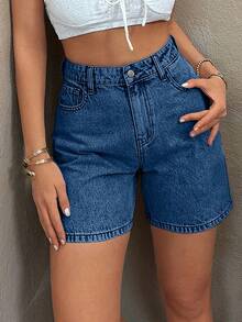 EURMUSE WOMEN HIGH WAIST MINI SHORT GRAY WASH - Blue - View 2