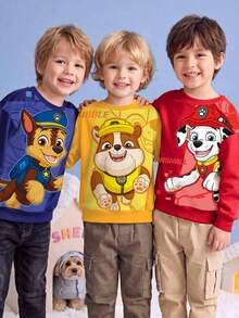 SHEIN | PAW Patrol GraphicGems 小男孩 Achi Maomao Xiaoli 3件組卡通圓領衛衣套裝，兒童春秋長袖多件套服裝 - 彩色 - 查看 1