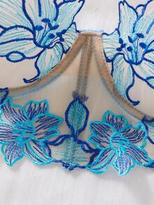 SHEIN Set Lingerie Seksi Wanita Warna Nude 2 Potong - Mint Blue - View 5