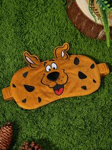 SCOOBY-DOO X Joivida 1件裝卡通毛絨睡眠眼罩，3D耳部可調式彈性束帶，遮光舒緩，適合午睡、旅行、派對與Cosplay，緩解眼睛疲勞 - 棕色 - 查看 4