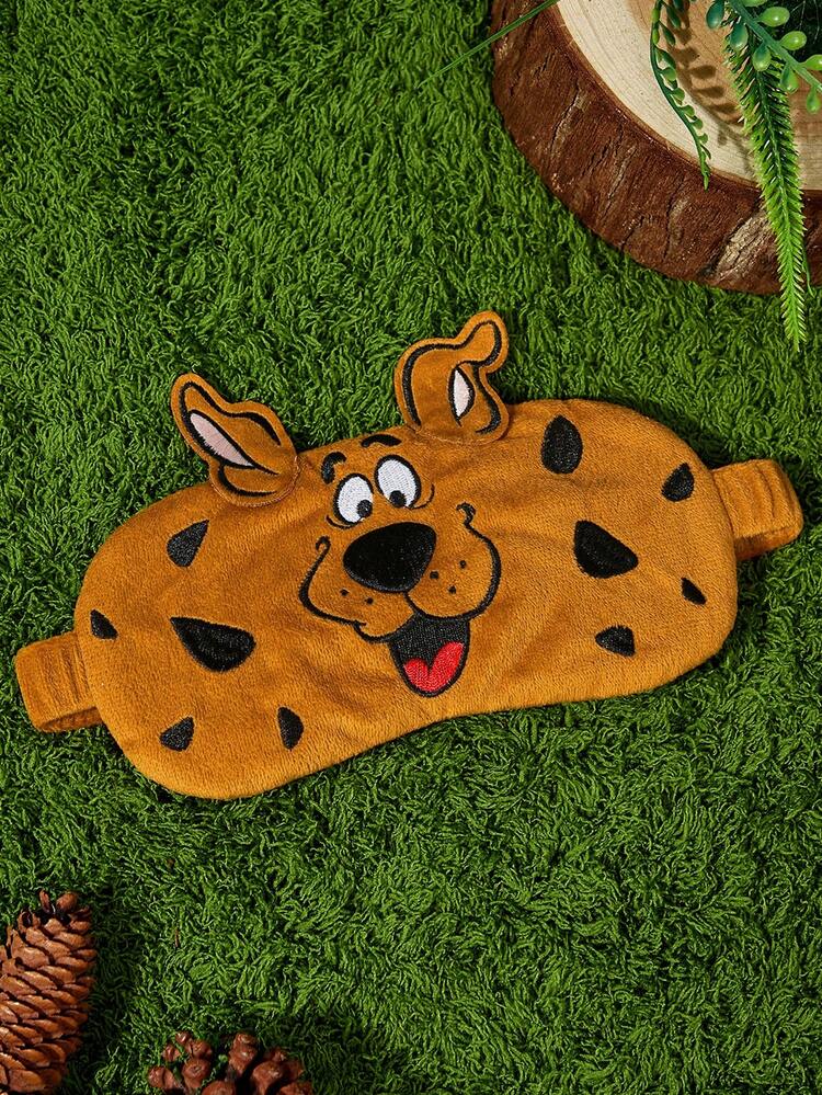 SCOOBY-DOO X Joivida 1pc Cartoon Plush Sleep Eye Mask, 3D Ear Adjustment Elastic Strap For Light Blocking And Soothing, Perfect For Napping, Traveling, Parties, And Cosplay To Relieve Eye Fatigue - Brown - View 4