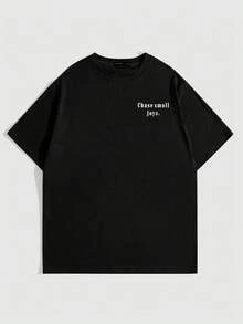 ROMWE MEN Men's Hip Hop Letter Print Color Block Short Sleeve T-Shirt Fashion - Black - View 2