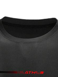 Acti Log Men's Letter Print Casual Versatile Daily Wear Sports T-Shirt - Black - View 7