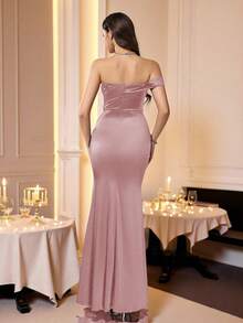 Coutiva Women's Sequin Patchwork High Slit Formal Evening Gown - Pink - View 2
