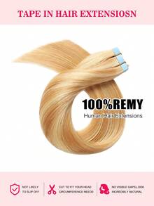 Tape In Hair Extensions 100% Remy Human Hair 12-24inches 20pcs/50g Straight Seamless Skin Weft Tape Hair Extensions Hair Extensions - S27/613 - View 3