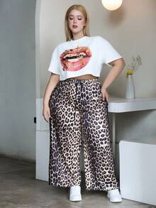CHERRY TINTT SELECTION Plus Size Casual Leopard Print Wide Leg Pants Fall Cloth For Women CASUAL Vacation - Multicolor - View 6
