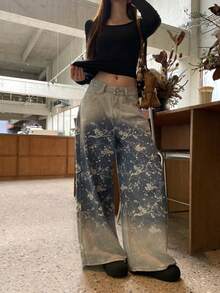 DAZY Celana Jeans Denim Longgar Kasual Gaya Korea untuk Wanita, Musim Gugur - Biru - View 1