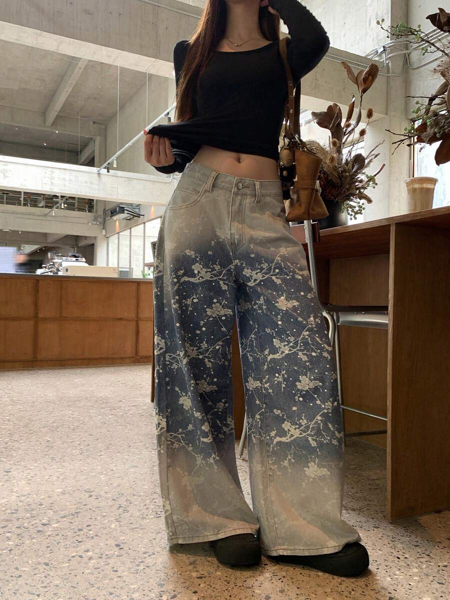 DAZY Celana Jeans Denim Longgar Kasual Gaya Korea untuk Wanita, Musim Gugur - Biru - View 1
