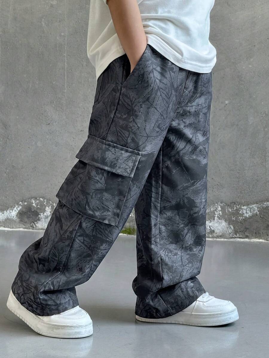 Bubblio 1件小男孩休閒運動可愛日常舒適街頭風百搭印花直筒長褲,適合外出、上學、日常聚會,春秋夏冬四季適用,開學季秋季款 - 彩色 - 查看 1