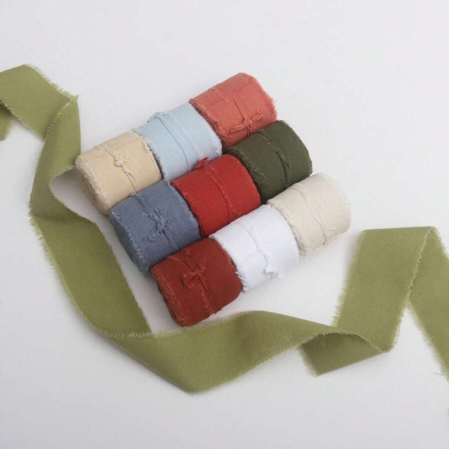 Holiday Ribbon, 1.5" * 5 Yards, Handmade With Tassels, Perfect For Crafts, Wedding & Home Deco - dark green - View 1