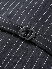 Manfinity Mode Men's Striped Double-Breasted Business Suit Vest - Black - View 4