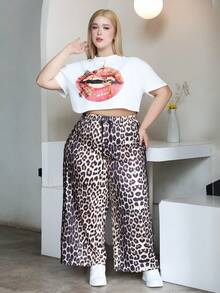 CHERRY TINTT SELECTION Plus Size Casual Leopard Print Wide Leg Pants Fall Cloth For Women CASUAL Vacation - Multicolor - View 1