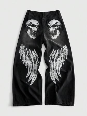 Herren Jeans mit lockerem Schnitt und bedrucktem Muster