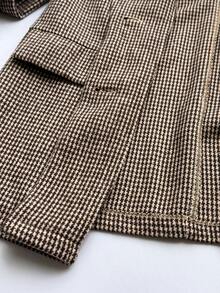 SHEIN EZwear 秋冬商務女款棕色格紋編織西裝外套、單排扣背心與長褲套裝 - 摩卡棕 - 查看 8