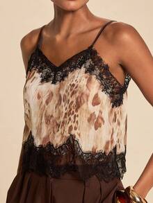 Travachic Women's Sexy Street Leopard Print Lace Patchwork Camisole - Multicolor - View 7