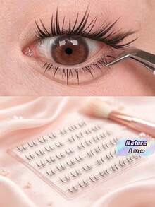 120pcs, Ten Rows, Large Capacity, Mom's Feeling, B, Curled Eyelashes, Small Flame Eyelashes, Single Cluster Natural False Eyelashes, Transparent Grafting, Segmented - B-1 - View 1