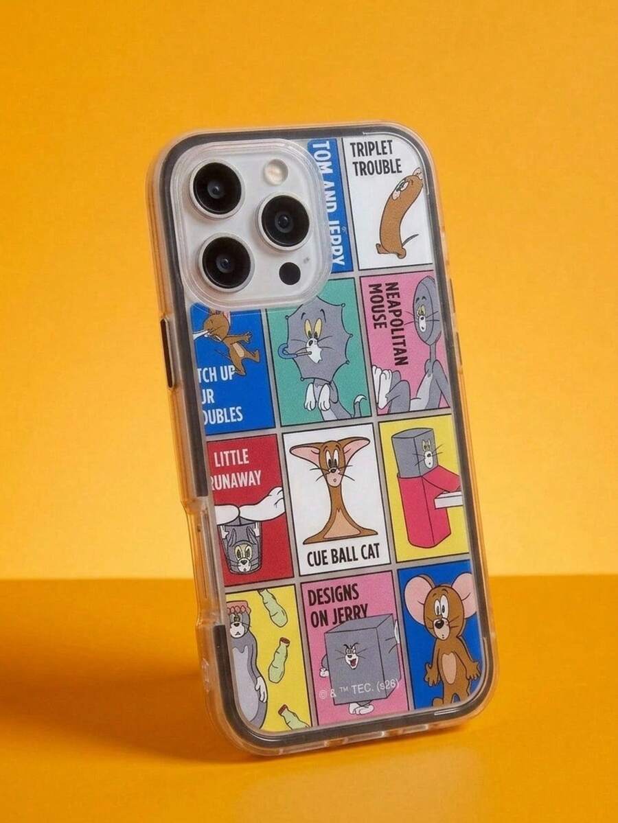 TOM & JERRY X SHEIN 時尚高端印花圖案保護手機殼設計，完美適配 ，可愛時尚且精緻 - 彩色 - 查看 1