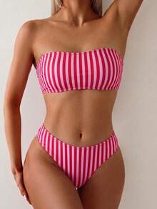 Swim Vcay Women's 2 Pieces Tropical Print Vacation Casual Swimsuit Set - Multicolor - View 3