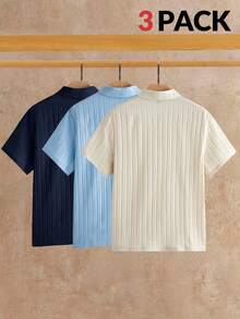 HIMLAND 3件組男士簡約冰絲觸感短袖 Polo 衫，夏季款 - 彩色 - 查看 2