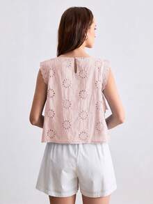 CielaLinda 女款刺繡百褶蕾絲飾邊襯衫 - 粉色 - 查看 2